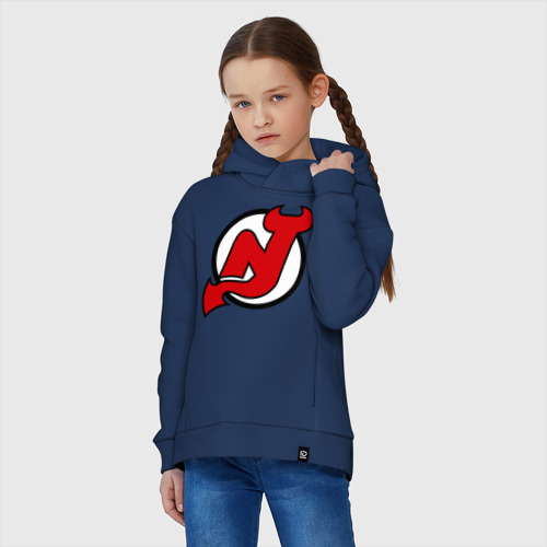 Детское худи Oversize хлопок New Jersey Devils, цвет темно-синий - фото 3