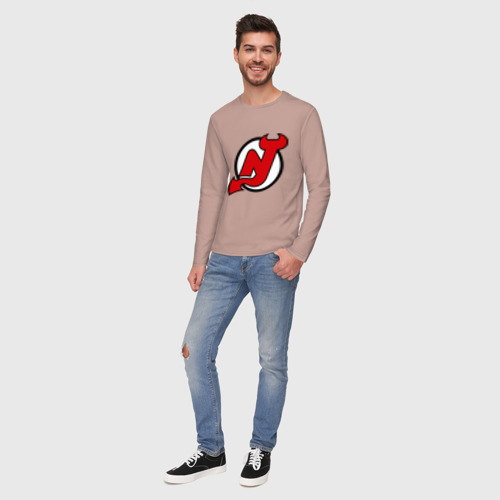 Мужской лонгслив хлопок New Jersey Devils, цвет пыльно-розовый - фото 5