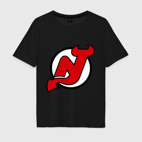 Мужская футболка хлопок Oversize New Jersey Devils, цвет черный