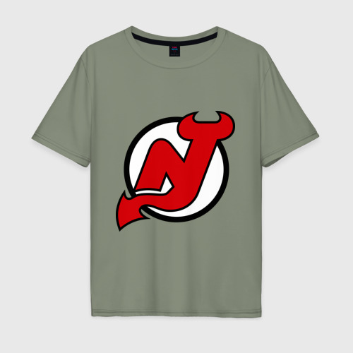 Мужская футболка хлопок Oversize New Jersey Devils, цвет авокадо