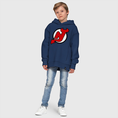 Детское худи Oversize хлопок New Jersey Devils, цвет темно-синий - фото 11