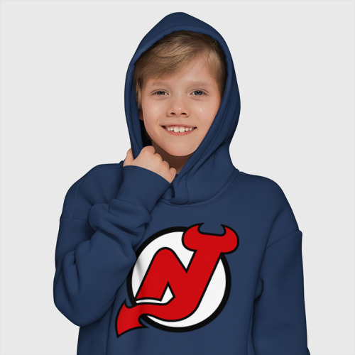 Детское худи Oversize хлопок New Jersey Devils, цвет темно-синий - фото 12