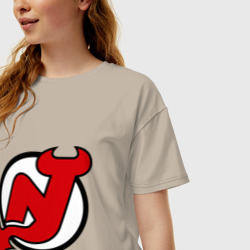 Женская футболка хлопок Oversize New Jersey Devils - фото 2