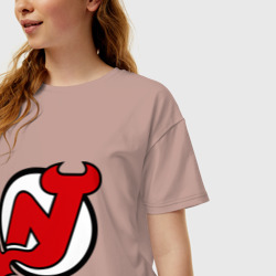 Женская футболка хлопок Oversize New Jersey Devils - фото 2