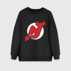 Женский свитшот oversize без начеса хлопок New Jersey Devils