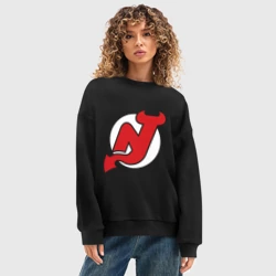 Женский свитшот oversize без начеса хлопок New Jersey Devils - фото 2