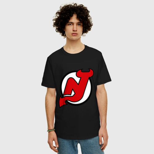Мужская футболка хлопок Oversize New Jersey Devils, цвет черный - фото 3