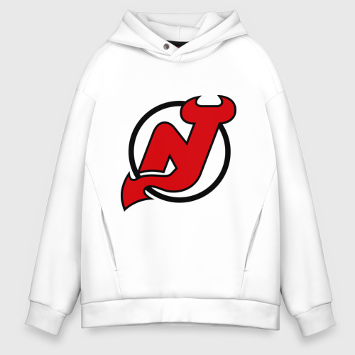 Мужское худи Oversize хлопок New Jersey Devils, цвет белый