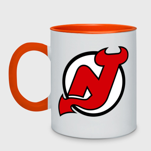 Кружка двухцветная New Jersey Devils, цвет белый + оранжевый