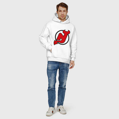 Мужское худи Oversize хлопок New Jersey Devils, цвет белый - фото 6