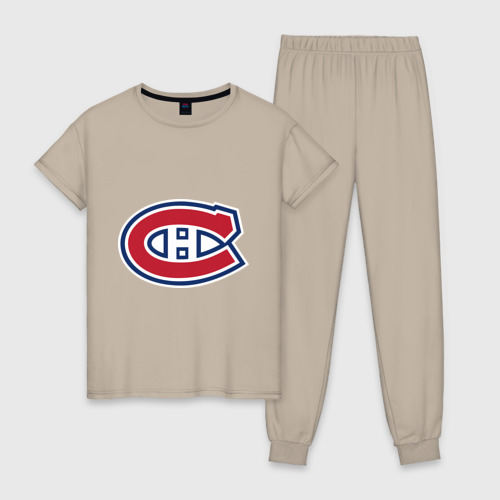 Женская пижама хлопок Montreal Canadiens, цвет миндальный