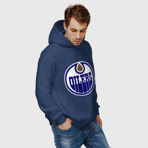 Мужское худи Oversize хлопок Edmonton Oilers, цвет темно-синий - фото 7