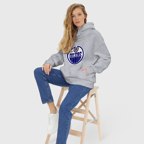 Женское худи Oversize хлопок Edmonton Oilers, цвет меланж - фото 7