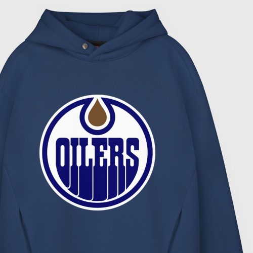 Мужское худи Oversize хлопок Edmonton Oilers, цвет темно-синий - фото 4