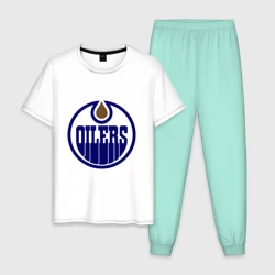 Мужская пижама с белой футболкой хлопок Edmonton Oilers