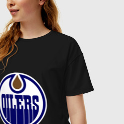 Женская футболка хлопок Oversize Edmonton Oilers - фото 2