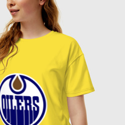 Женская футболка хлопок Oversize Edmonton Oilers - фото 2