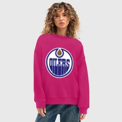 Женский свитшот oversize без начеса хлопок Edmonton Oilers - фото 2