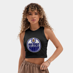Женская укороченная майка-топ хлопок Edmonton Oilers - фото 2