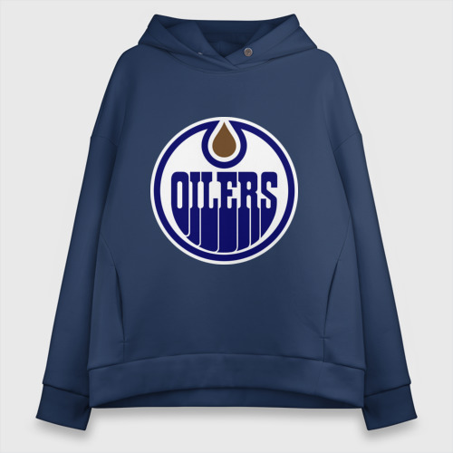 Женское худи Oversize хлопок Edmonton Oilers, цвет темно-синий