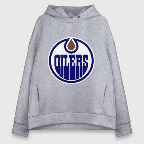 Женское худи Oversize хлопок Edmonton Oilers, цвет меланж