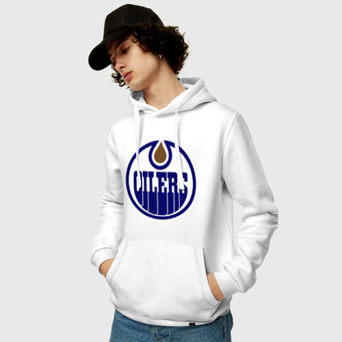 Мужская толстовка хлопок Edmonton Oilers, цвет белый - фото 3