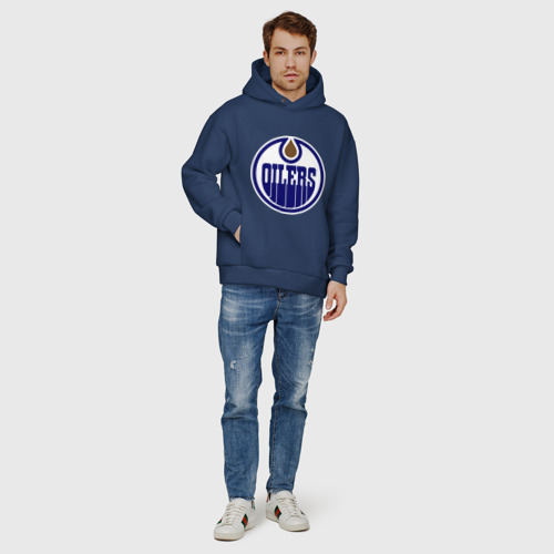 Мужское худи Oversize хлопок Edmonton Oilers, цвет темно-синий - фото 6