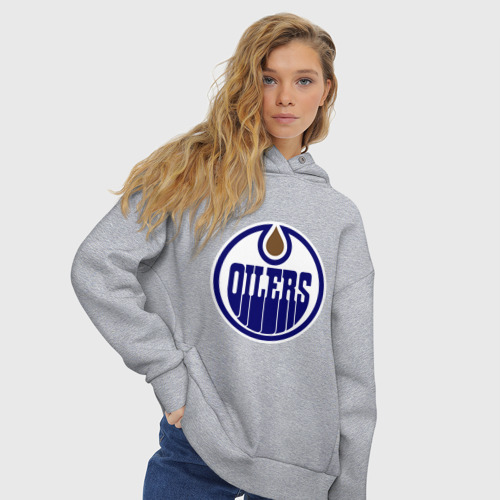 Женское худи Oversize хлопок Edmonton Oilers, цвет меланж - фото 4