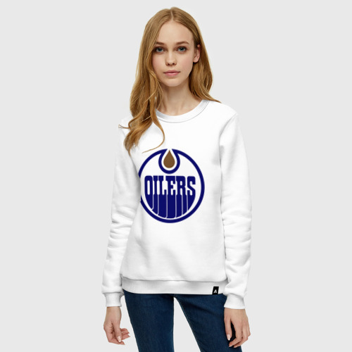 Женский свитшот хлопок Edmonton Oilers, цвет белый - фото 3