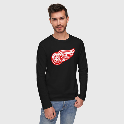 Мужской лонгслив хлопок Detroit Red Wings, цвет черный - фото 3