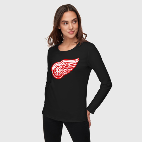 Женский лонгслив хлопок Detroit Red Wings, цвет черный - фото 3
