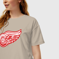 Женская футболка хлопок Oversize Detroit Red Wings - фото 2