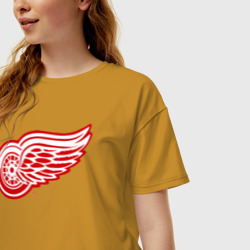 Женская футболка хлопок Oversize Detroit Red Wings - фото 2