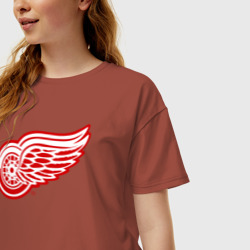 Женская футболка хлопок Oversize Detroit Red Wings - фото 2