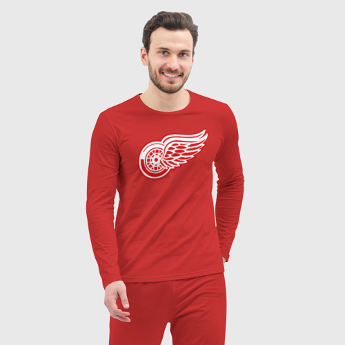 Мужская пижама с лонгсливом хлопок Detroit Red Wings, цвет красный - фото 5