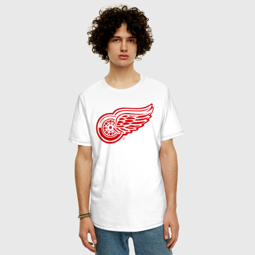 Мужская футболка хлопок Oversize Detroit Red Wings, цвет белый - фото 3