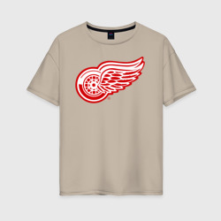 Женская футболка хлопок Oversize Detroit Red Wings
