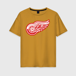 Женская футболка хлопок Oversize Detroit Red Wings