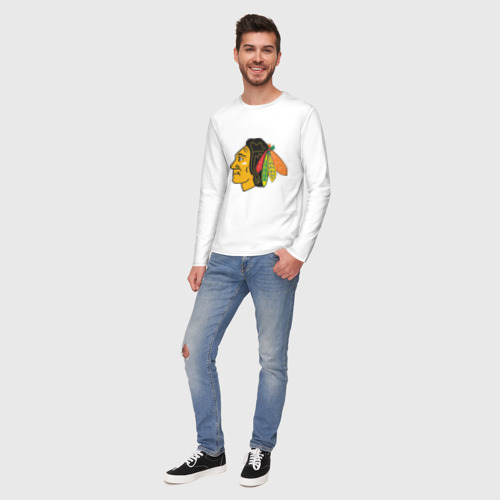 Мужской лонгслив хлопок Chicago Blackhawks, цвет белый - фото 5