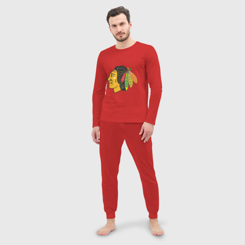 Мужская пижама с лонгсливом хлопок Chicago Blackhawks, цвет красный - фото 3