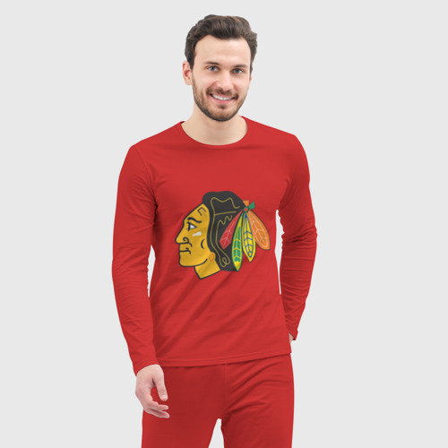 Мужская пижама с лонгсливом хлопок Chicago Blackhawks, цвет красный - фото 5