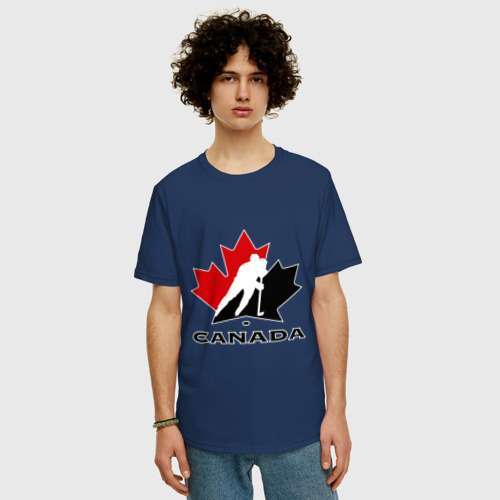Мужская футболка хлопок Oversize с принтом Canada, фото на моделе #1