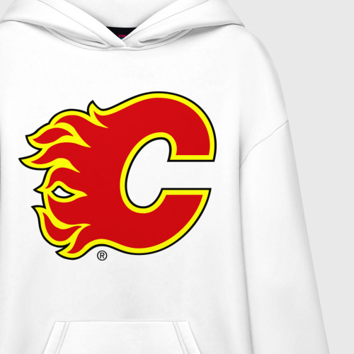 Худи SuperOversize хлопок Calgary Flames, цвет белый - фото 3