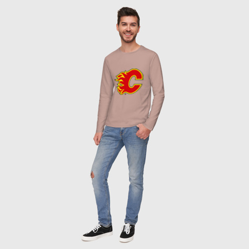 Мужской лонгслив хлопок Calgary Flames, цвет пыльно-розовый - фото 5