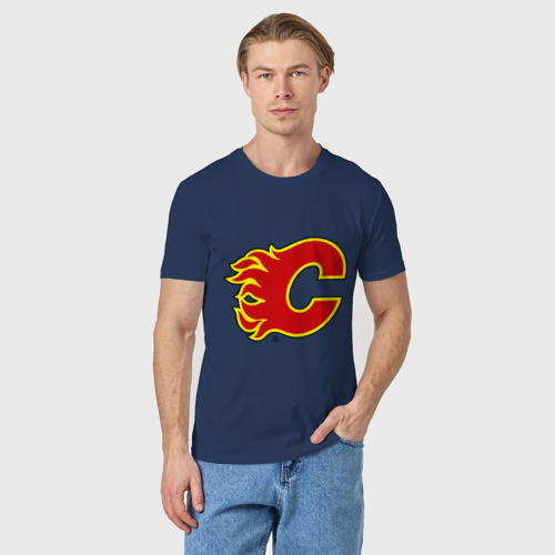 Мужская футболка хлопок Calgary Flames, цвет темно-синий - фото 3