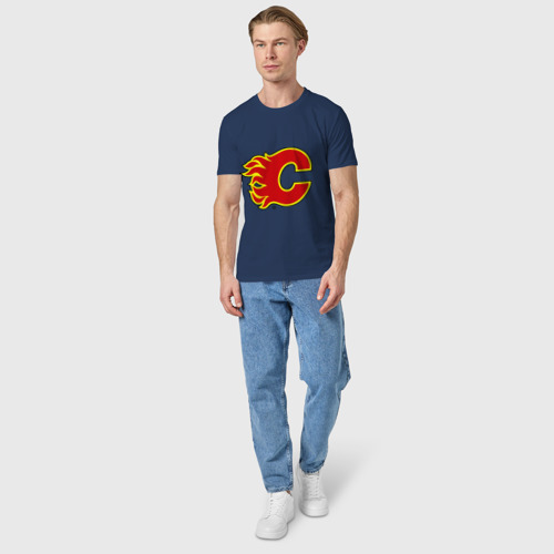 Мужская футболка хлопок Calgary Flames, цвет темно-синий - фото 5