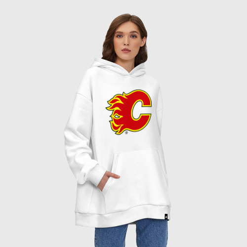 Худи SuperOversize хлопок Calgary Flames, цвет белый - фото 4
