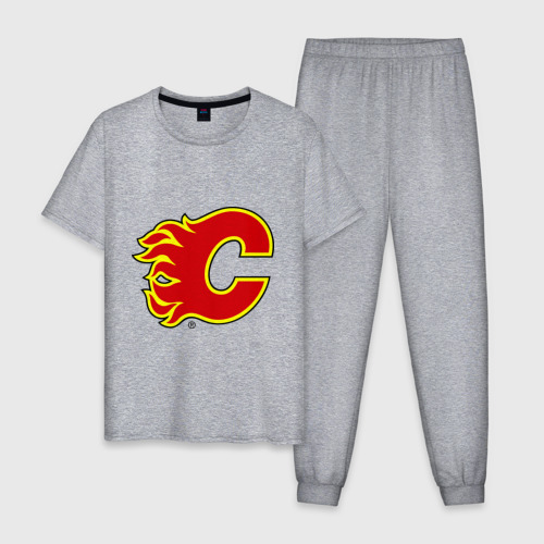 Мужская пижама хлопок Calgary Flames, цвет меланж