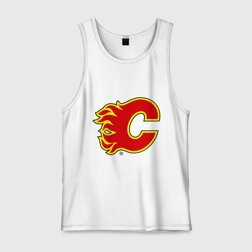 Мужская майка хлопок Calgary Flames, цвет белый