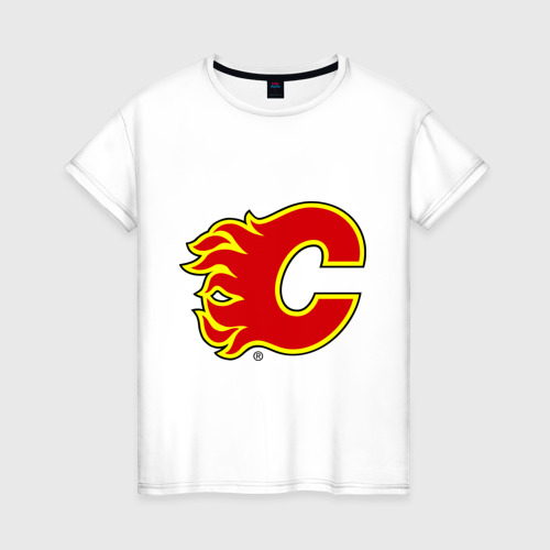 Женская футболка хлопок Calgary Flames, цвет белый